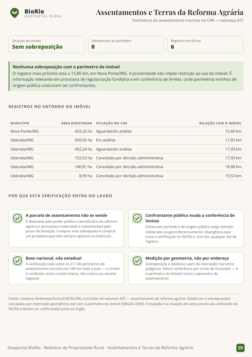 Página 29 do laudo modelo — Assentamentos